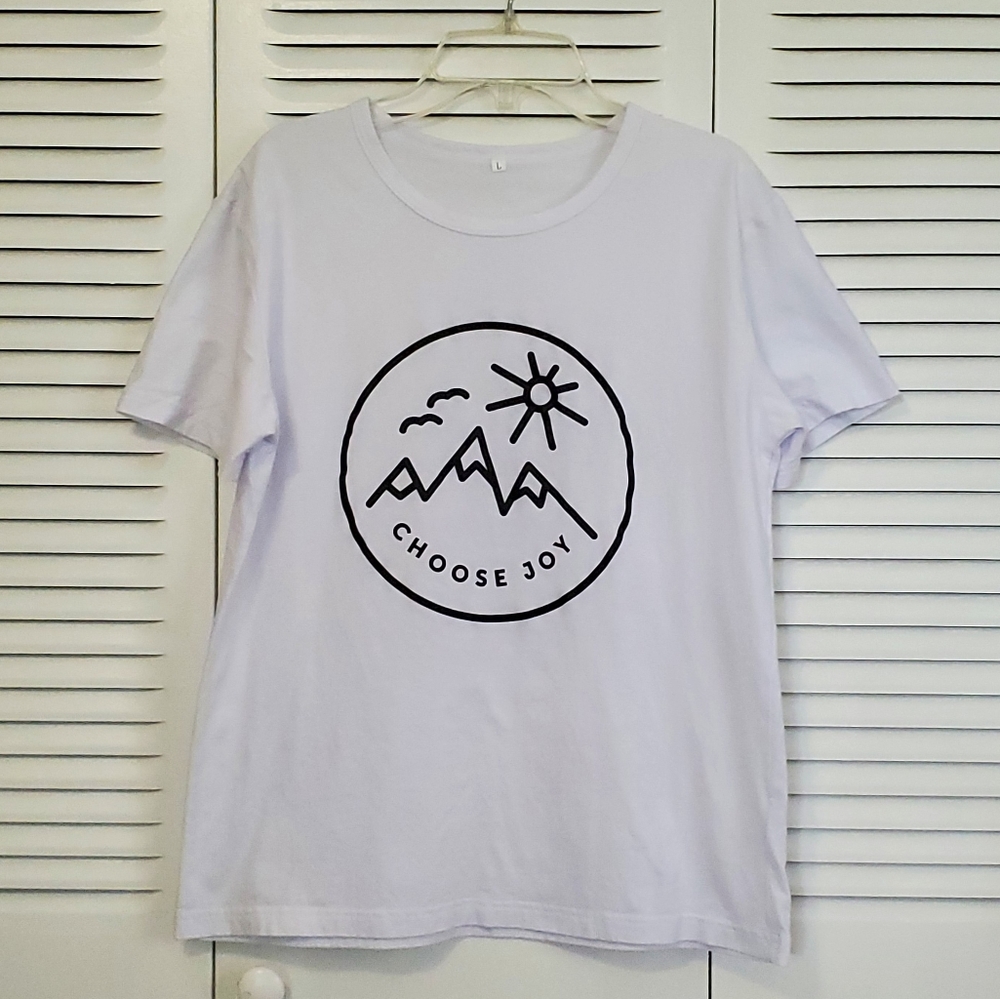 Choose Joy white tshirt size L